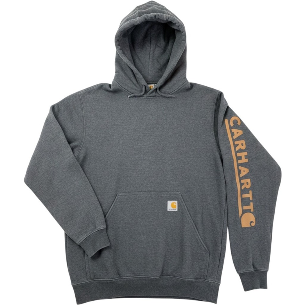 Carhartt Loose Fit Midweight Logo Graphic Hoodie Grey Orange TS7060-M Mens Small